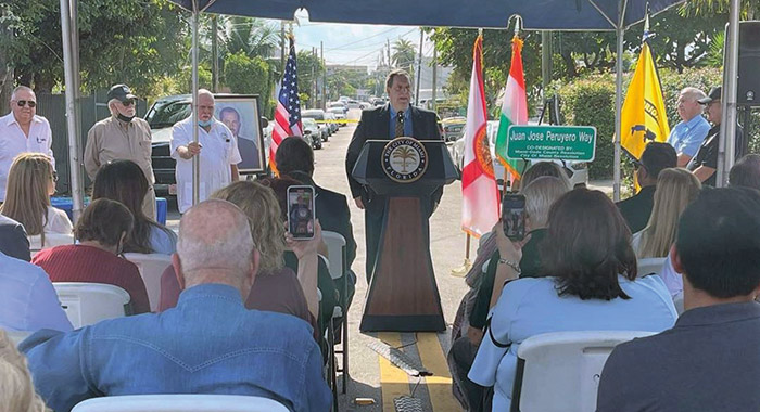 The City of Miami held a street naming ceremony in honor of the Brigada 2506 Juan José Peruyero Rodriguez