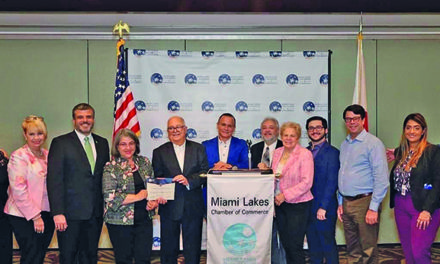 Miami Dade County Mayor, Daniella Levine Cava spoke , during the Miami Lakes Chamber of Commerce’s monthly membership luncheon