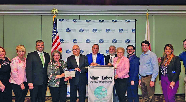 Miami Dade County Mayor, Daniella Levine Cava spoke , during the Miami Lakes Chamber of Commerce’s monthly membership luncheon